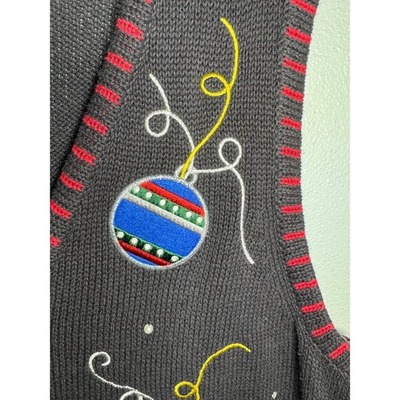 Holiday Editions Women XLarge black Christmas Sweater Vest - Picture 6 of 15